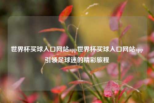 世界杯买球入口网站app世界杯买球入口网站app引领足球迷的精彩旅程